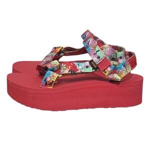 Teva Women's Flatform Universal Misa Hylton Red Sandals Size 8 GUC 1.75" Heel